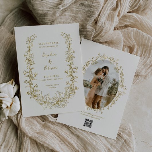 Rustikale Vintage Blumenstrauß Save The Date