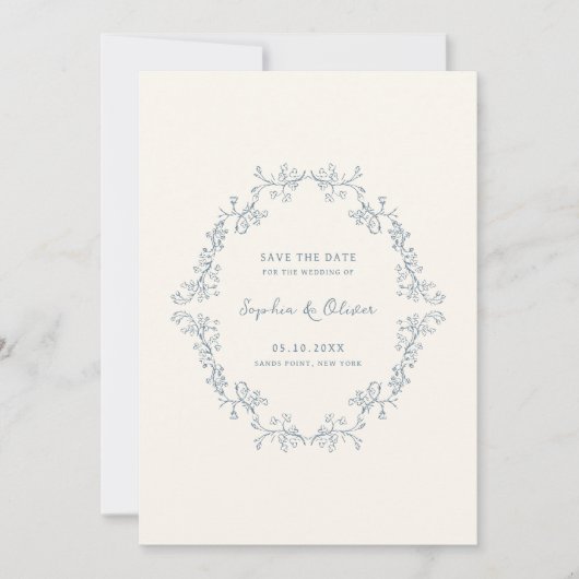 Rustikale Vintage Blumenstrauß Save The Date (Vorderseite)