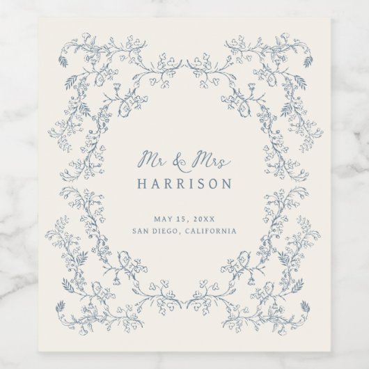 Rustikale Vintage Blumenzange Weinetikett (Einzelnes Label)