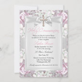 Rustikale Vintage Blüte Erste Kommune Rosa Einladung (Vorderseite)