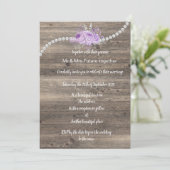 Rustikale Vintage Blütenhochzeit Lilac Einladung (Stehend Vorderseite)