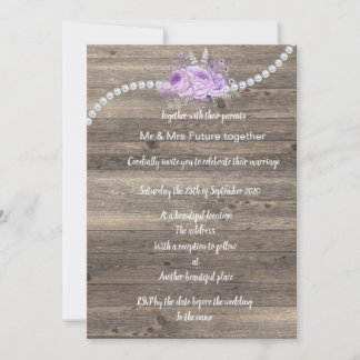 Rustikale Vintage Blütenhochzeit Lilac Einladung