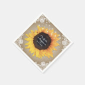 Rustikale Vintage Burlap Lace Sonnenblume Hochzeit Serviette (Ecke)