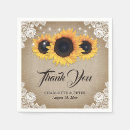 Rustikale Vintage Burlap Lace Sonnenblume Hochzeit Serviette