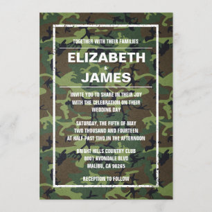Rustikale Vintage Camouflage-Hochzeits-Einladungen Einladung