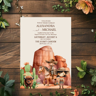 Rustikale Vintage-Cowboy-Hochzeit Pferd Kaktus Einladung