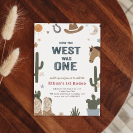 Rustikale Vintage-Cowboy-Western-1.-Rodeo-Geburtst Einladung