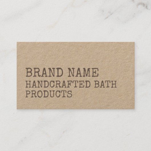 Rustikale, Vintage einfache, hausgemachte Kraft Visitenkarte (Vorderseite)