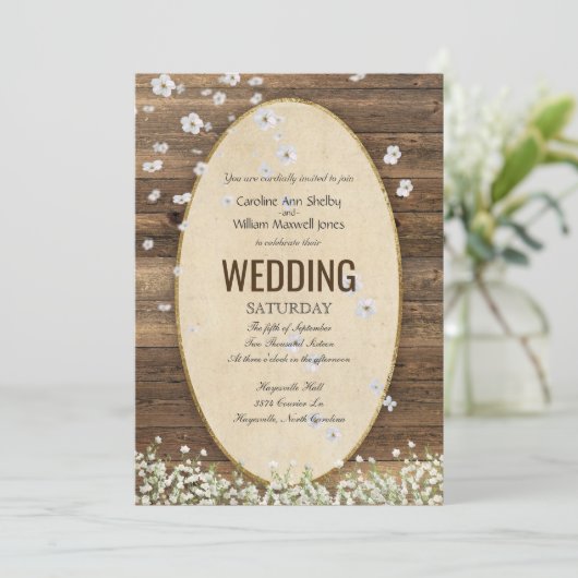 Rustikale Vintage Einladung (Stehend Vorderseite)