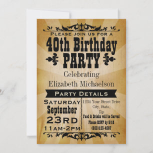 Rustikale Vintage-Einladung zum 40. Geburtstag Einladung