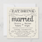 Rustikale Vintage Einladung zur Hochzeit (Vorderseite)