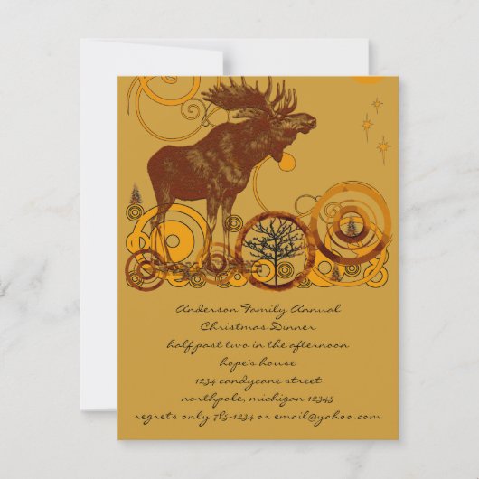 Rustikale Vintage Elchweihnacht Einladung (Vorderseite)
