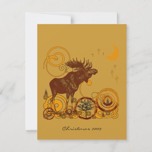 Rustikale Vintage Elchweihnacht Einladung (Rückseite)