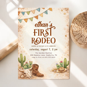 Rustikale Vintage-Erstes-Rodeo-Cowboy-1.-Geburtsta Einladung