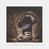 rustikale Vintage Farm Cowboystiefel Western Land Serviette (Vorderseite)