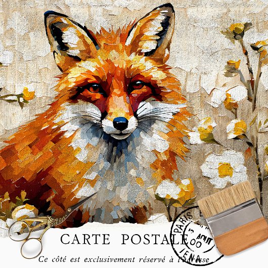 Rustikale Vintage Fox-Dekoupage Seidenpapier