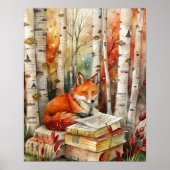 Rustikale Vintage-Fuchs-Bücher-Wald-Herbst Poster (Vorne)