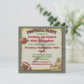 Rustikale Vintage Fußball-Party Einladungen (Stehend Vorderseite)