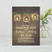 rustikale Vintage Gartenleuchten Holzverlobungsfei Einladung (Stehend Vorderseite)