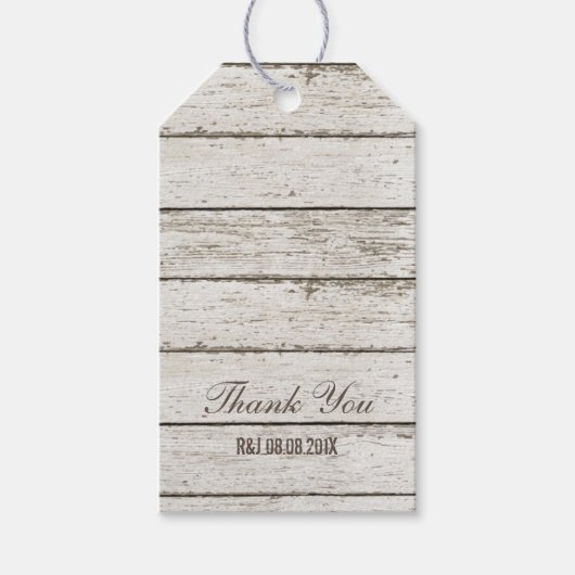 rustikale, Vintage Gastgeschenk Hochzeit aus Weißh Geschenkanhänger (Vorderseite)