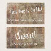 Rustikale Vintage Getränke-Tickets aus Holz (Vorne & Hinten)