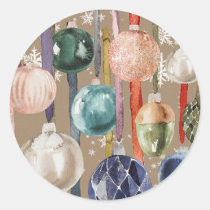 Rustikale Vintage-Glas-Ornamente hängen an Bändern Runder Aufkleber
