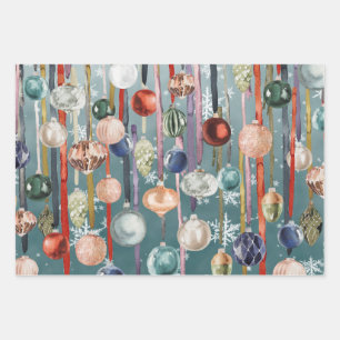 Rustikale Vintage-Hängeglas-Ornamente an Bändern Geschenkpapier Set