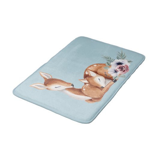 Rustikale Vintage Hirschblüte Badematte (Schrägansicht)