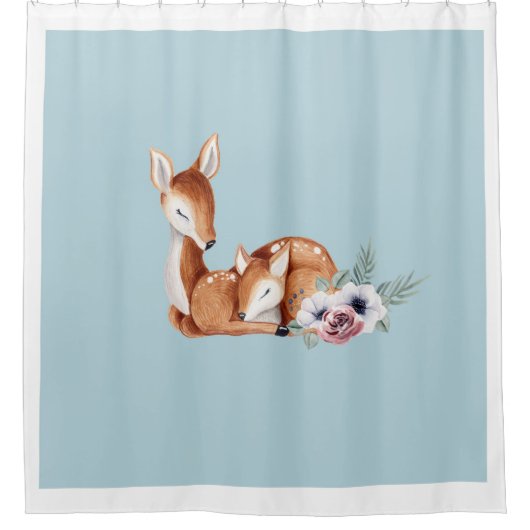 Rustikale Vintage Hirschblüte Duschvorhang (Vorderseite)