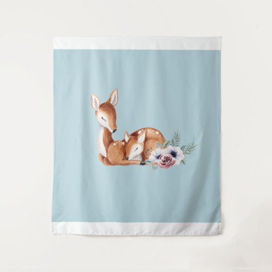 Rustikale Vintage Hirschblüte Wandteppich (Vorderseite)