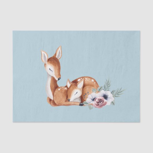 Rustikale Vintage Hirschwaldblütendusche Seidenpapier (Vorderseite)