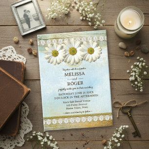 Rustikale Vintage-Hochzeit mit floralen Elementen Einladung
