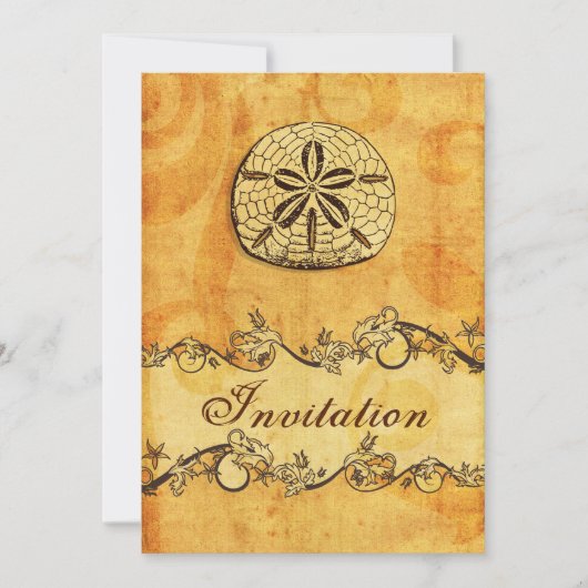 rustikale, Vintage Hochzeitsfeier mit Sand und San Einladung (Vorderseite)