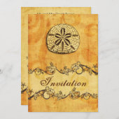 rustikale, Vintage Hochzeitsfeier mit Sand und San Einladung (Vorne/Hinten)