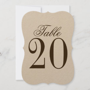 Rustikale Vintage-Hochzeitstisch-Nummer Einladung