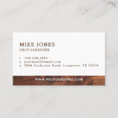 Rustikale Vintage Holzkornfotografie Visitenkarte (Rückseite)