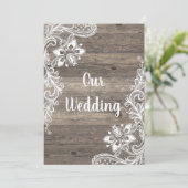 Rustikale Vintage Holzplatte Einladung (Stehend Vorderseite)