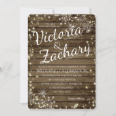 Rustikale Vintage Holzschneeflocken und Sparkle-Ho Einladung (Vorderseite)