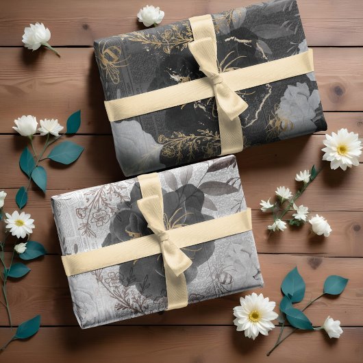 Rustikale Vintage Honigbienen und blumengeschmückt Geschenkpapier Set