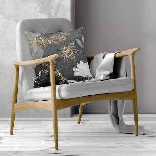 Rustikale Vintage Honigbienen und blumengeschmückt Kissen