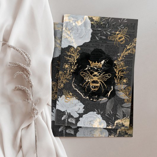 Rustikale Vintage Honigbienen und blumengeschmückt Seidenpapier