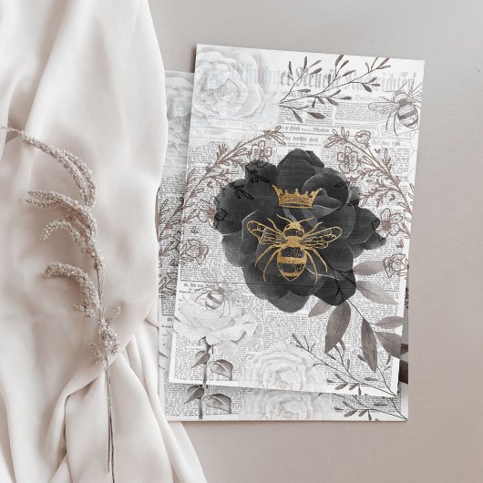 Rustikale Vintage Honigbienen und blumengeschmückt Seidenpapier