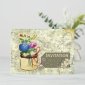 rustikale Vintage Hydrangea-Rose Kaugummi lädt ein Einladung (Stehend Vorderseite)