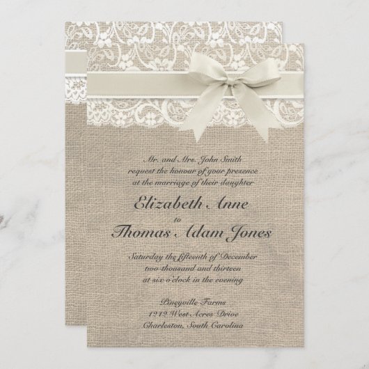 Rustikale Vintage Inspirierte Hochzeitseinladung Einladung (Vorne/Hinten)