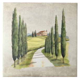 Rustikale Vintage-Italienische Toskana-Szene Aquar Fliese