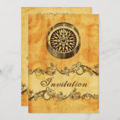 rustikale, Vintage, kompass nautische Hochzeit läd Einladung (Vorne/Hinten)