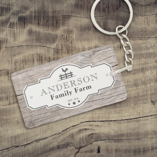 Rustikale Vintage-Label-Rahmen-Familienfarm Schlüsselanhänger
