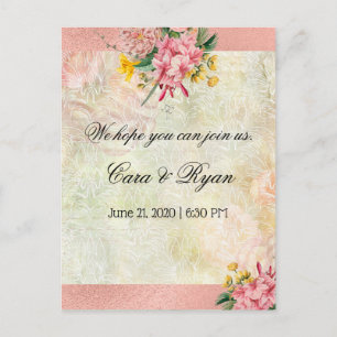 Rustikale Vintage-Land-Pink-Blumen Elegante RSVP Postkarte