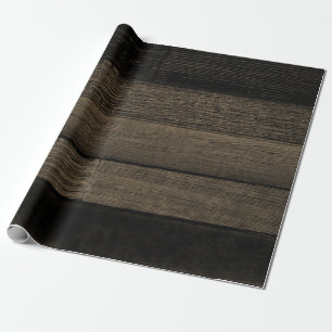Rustikale Vintage-Land-Sepia-Schwarz-Holzstruktur Geschenkpapier