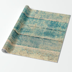 Rustikale Vintage-Land-Teal-Sepia-Holzoptik Geschenkpapier